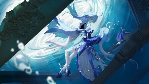 Anime Girls Underwater Fantasy Art 4K Desktop Wallpaper