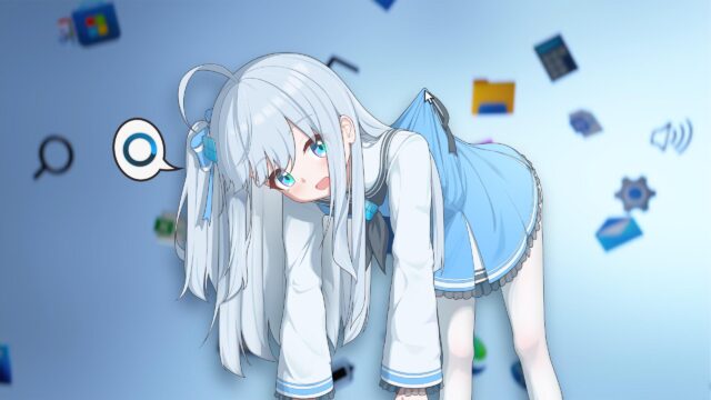 Cute Anime Girl with White Hair Playing with Mouse Cursor PC Wallpaper