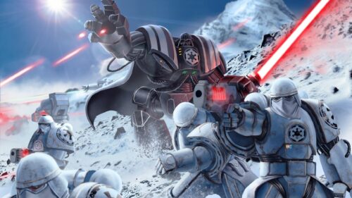 Darth Vader Leading Imperial Snowtroopers Battle Scene 4K Desktop Wallpaper