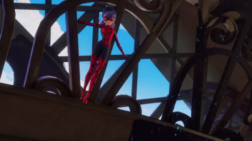 Ladybug Superhero Perched on Eiffel Tower 4K Wallpaper