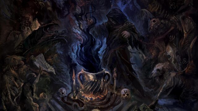 Dark Fantasy Necromancer Ritual Cauldron Scene 4K PC Wallpaper