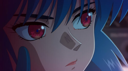 Anime Girl Close Up with Striking Red Eyes 4K Desktop Wallpaper