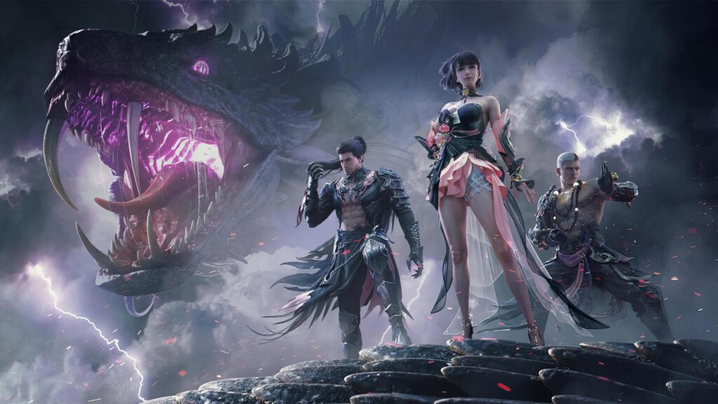 Fantasy Warriors and Dark Dragon Storm Epic 4K PC Wallpaper