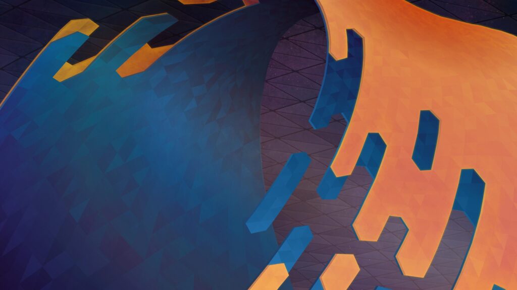Abstract Geometric Blue and Orange 3D Waves PC Wallpaper