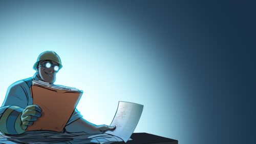 Team Fortress 2 Engineer Planning Blueprint Desktop Wallpaper