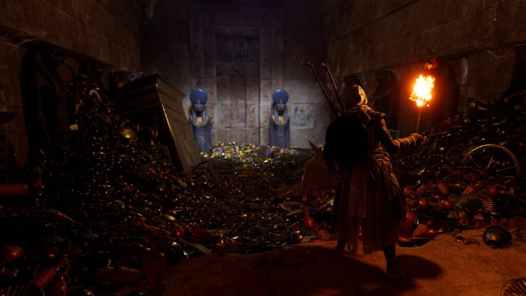Bayek in Ancient Egyptian Tomb Treasure Room Assassin's Creed Origins 4K Wallpaper