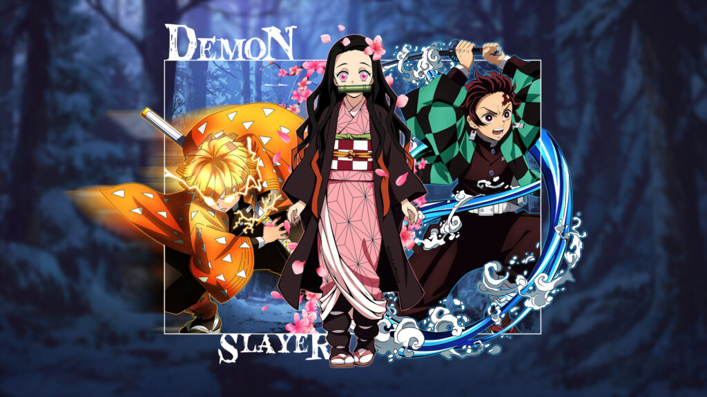 Demon Slayer Tanjiro Nezuko and Zenitsu Anime PC Wallpaper