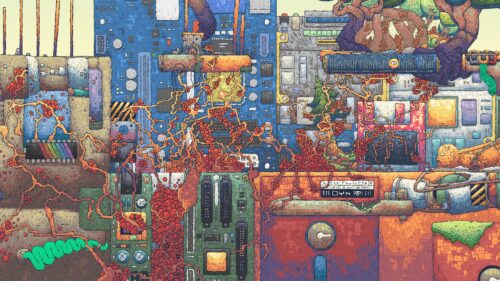 Complex Cybernetic Circuitry and Organic Growth Abstract PC Wallpaper