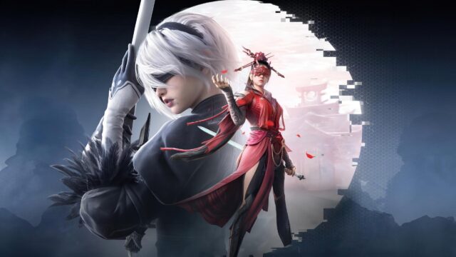 2B Nier Automata and Red Warrior Female Fantasy Desktop Wallpaper