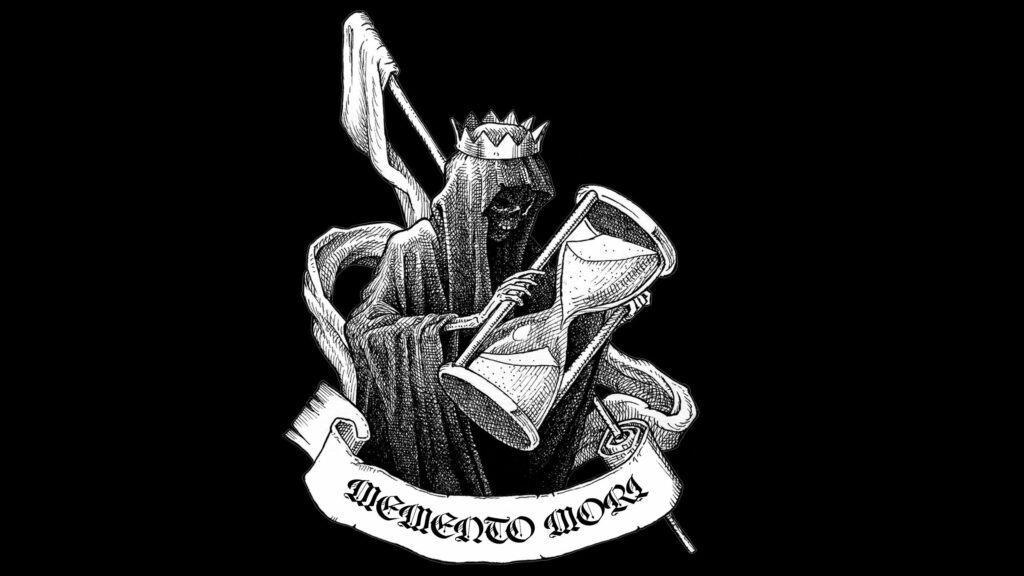 Memento Mori Grim Reaper Hourglass Monochrome Dark Art Desktop Wallpaper