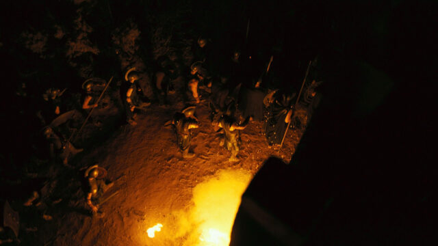 Ancient Spartan Warriors Gathering Around Campfire at Night PC Wallpaper