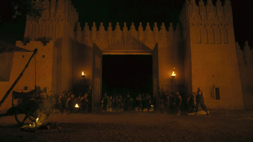Epic Ancient Fortress Gate Night Battle Scene PC Wallpaper