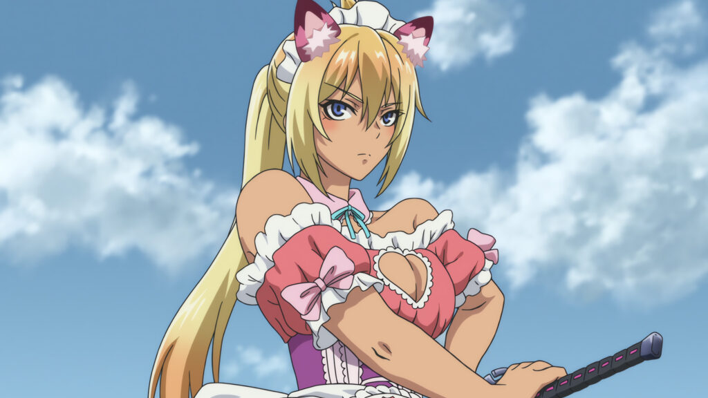 Anime Girl with Cat Ears in Pink Maid Outfit Desktop Wallpaper