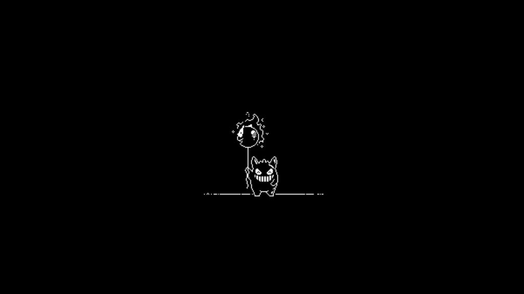 Minimalist Gengar Pokemon Pixel Art Black and White PC Wallpaper