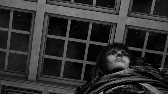 Melancholic Anime Girl Looking at Night Sky Desktop Wallpaper