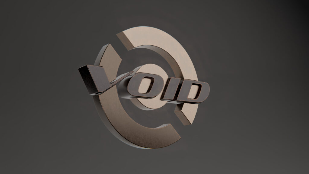 Minimalist 3D Metallic VOID Logo Typography Desktop Wallpaper
