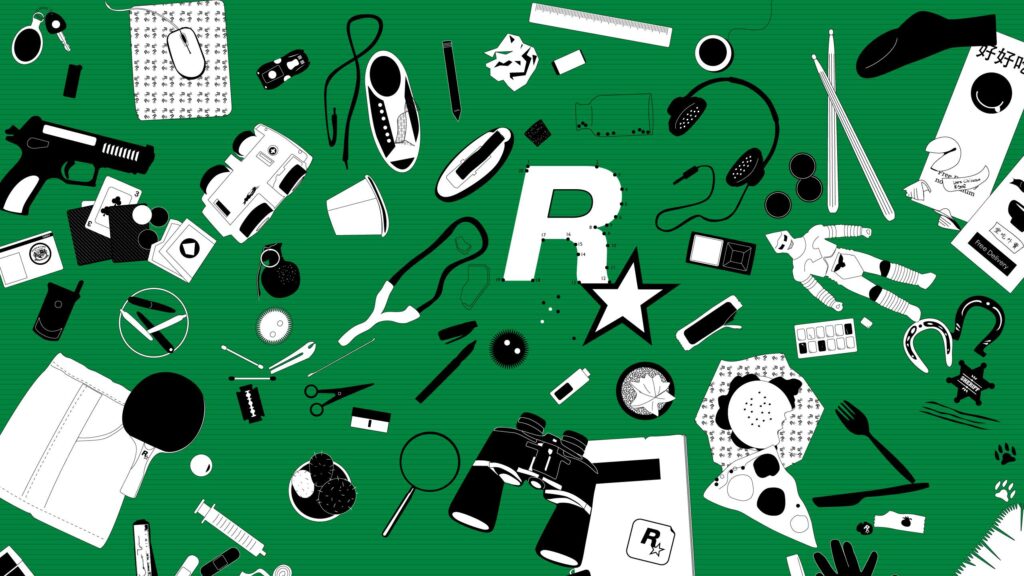 Minimalist Rockstar Games Iconography Pattern Green PC Wallpaper