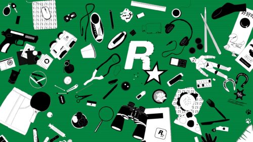 Minimalist Rockstar Games Iconography Pattern Green PC Wallpaper