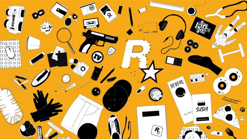 Rockstar Games Aesthetic Flat Lay Pattern PC Wallpaper