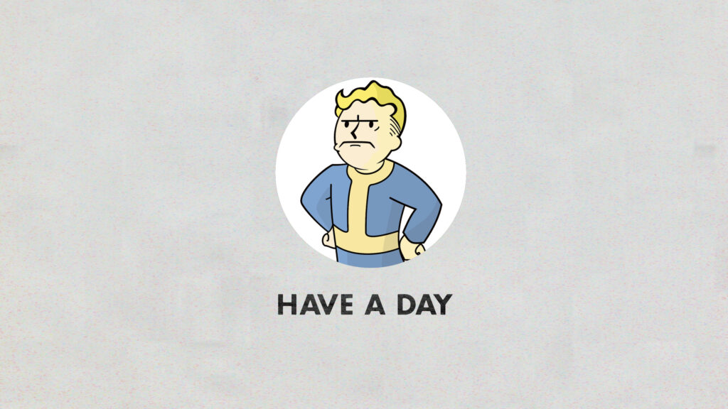 Fallout Vault Boy Have A Day Minimalist PC Wallpaper