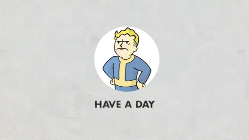 Fallout Vault Boy Have A Day Minimalist PC Wallpaper