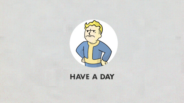Fallout Vault Boy Have A Day Minimalist PC Wallpaper