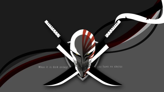 Bleach Ichigo Hollow Mask and Crossed Zangetsu Swords Minimalist PC Wallpaper