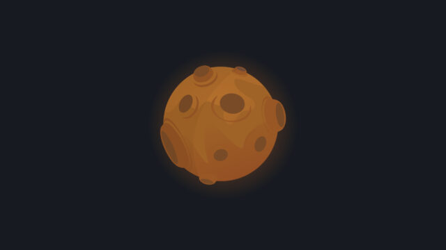 Minimalist Glowing Orange Moon Planet Surface PC Wallpaper