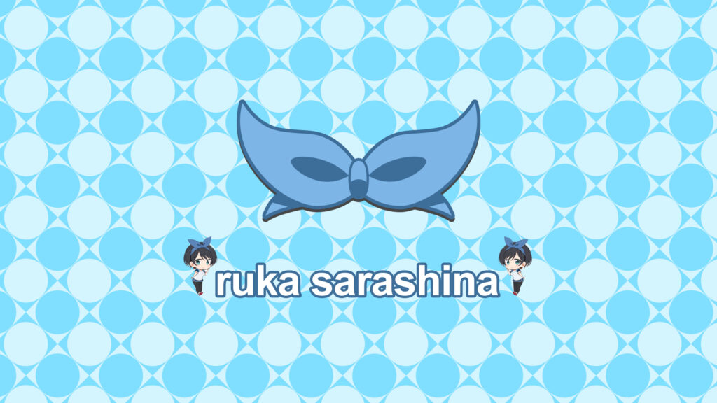 Cute Chibi Ruka Sarashina Blue Aesthetic PC Wallpaper