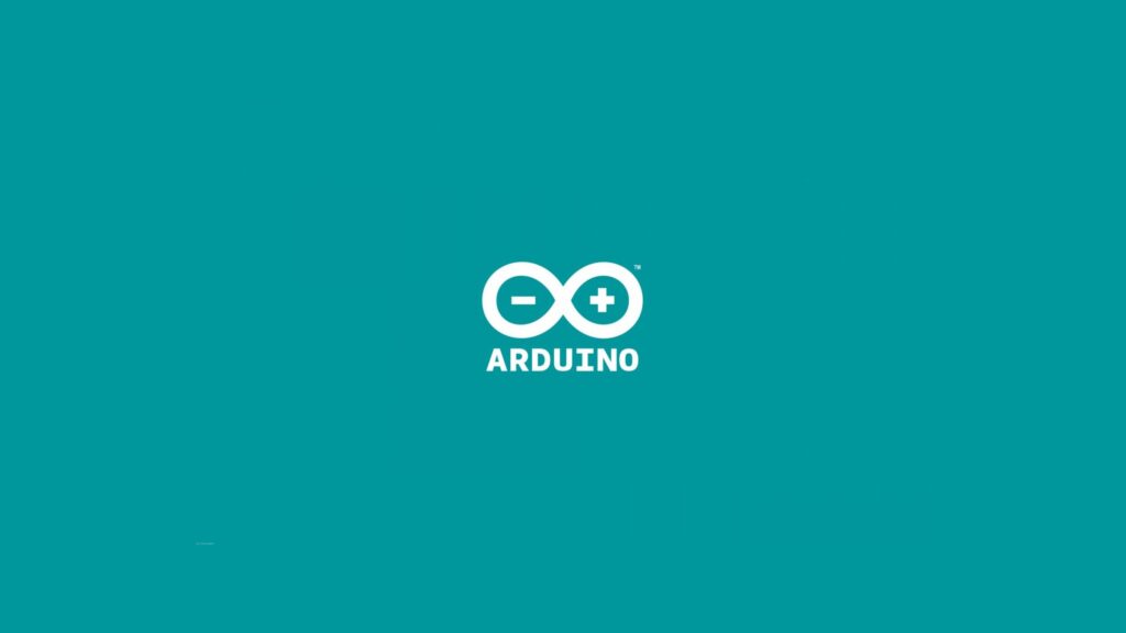 Minimalist Arduino Logo Design Teal Background PC Wallpaper