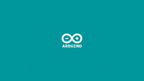 Minimalist Arduino Logo Design Teal Background PC Wallpaper