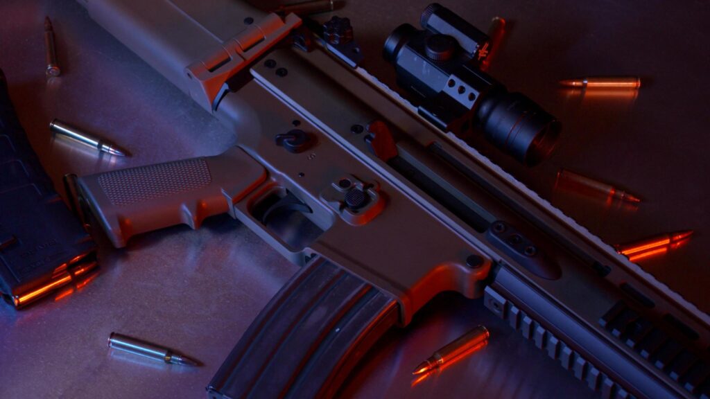 Tactical SCAR Rifle with Ammo and Optics Desktop Wallpaper