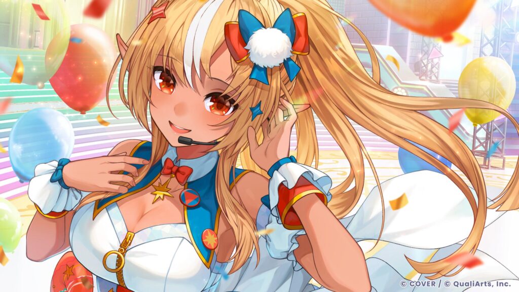 Cute Anime Idol Performer with Golden Hair 4K PC Wallpaper
