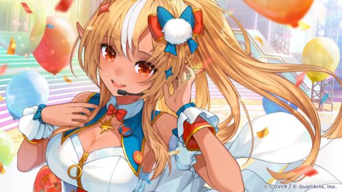 Cute Anime Idol Performer with Golden Hair 4K PC Wallpaper
