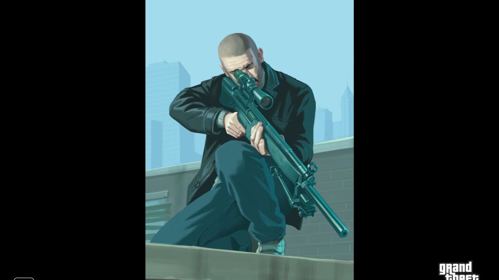 GTA IV Niko Bellic Sniper Rooftop Action Desktop Wallpaper