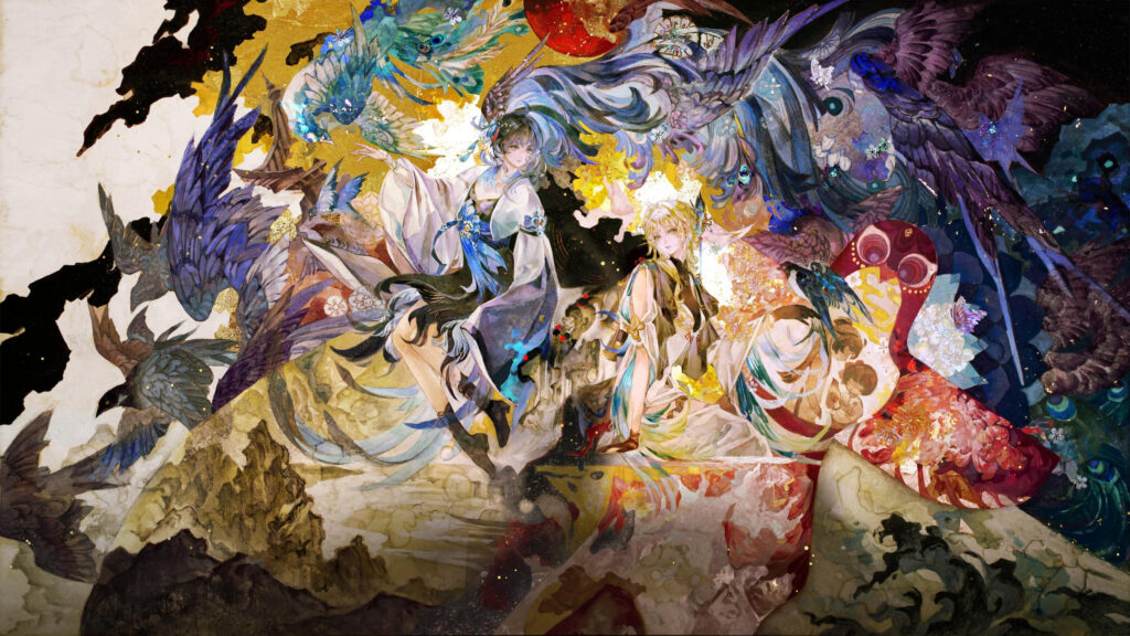 Stunning Fantasy Anime Girls and Mythical Birds Artistic Illustration 4K Wallpaper