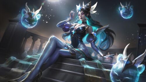 Elegant Star Guardian Syndra League of Legends Fantasy Art 4K Wallpaper