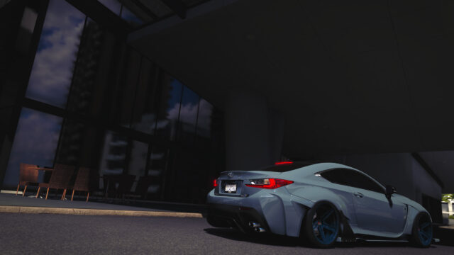 Widebody Lexus RC F Sports Car Parked at Modern Building PC Wallpaper
