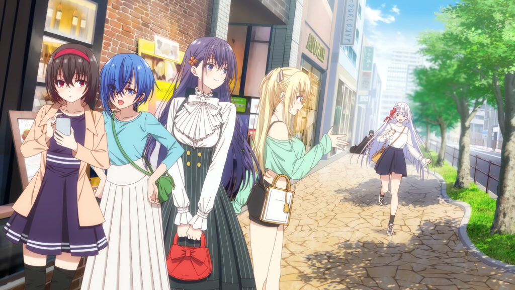Anime Girls Walking in City Street Aesthetic PC Wallpaper