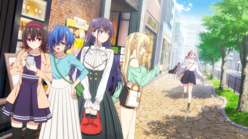 Anime Girls Walking in City Street Aesthetic PC Wallpaper