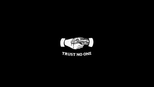 Minimalist Trust No One Snake Handshake Aesthetic PC Wallpaper