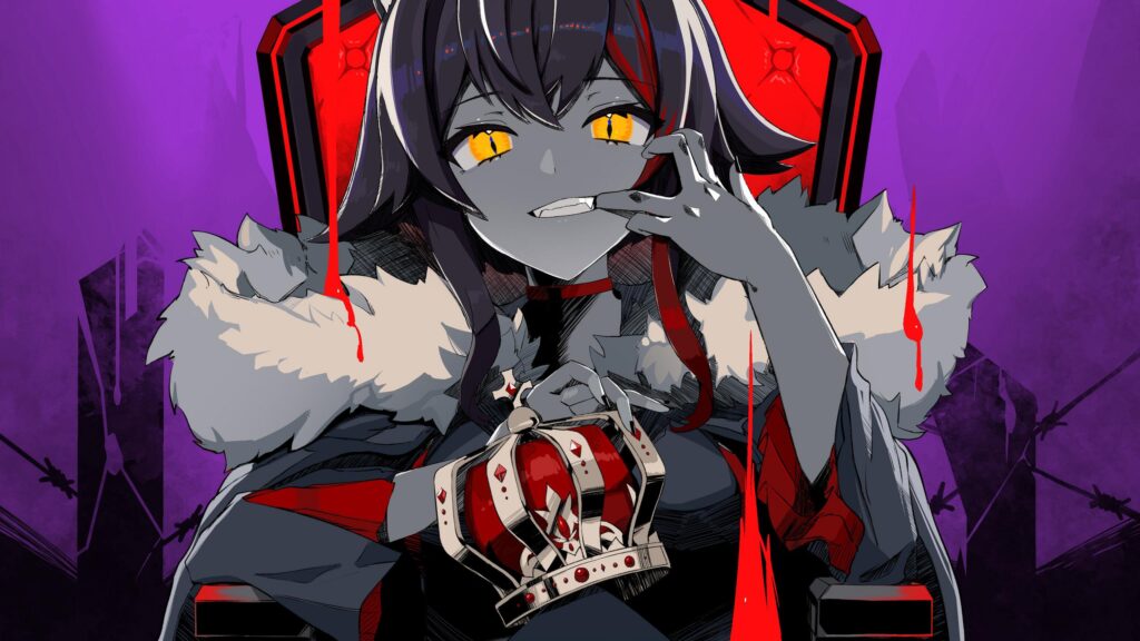 Evil Anime Queen with Crown on Throne Dark Aesthetic 4K Wallpaper