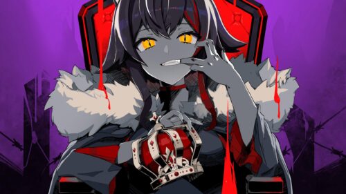 Evil Anime Queen with Crown on Throne Dark Aesthetic 4K Wallpaper