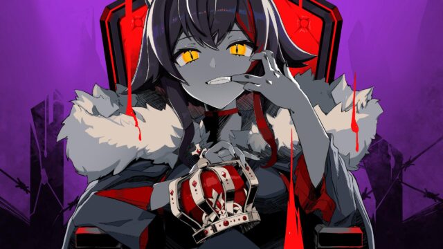 Evil Anime Queen with Crown on Throne Dark Aesthetic 4K Wallpaper
