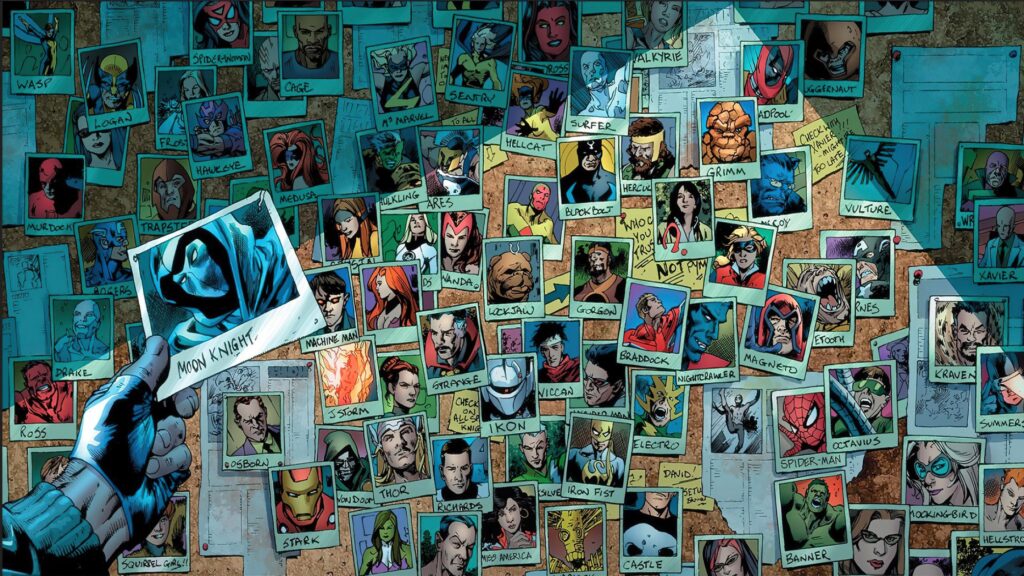 Marvel Universe Superhero Investigation Board 4K Desktop Wallpaper