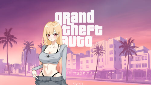 Marin Kitagawa GTA 6 Aesthetic Sunset Cityscape 4K Wallpaper