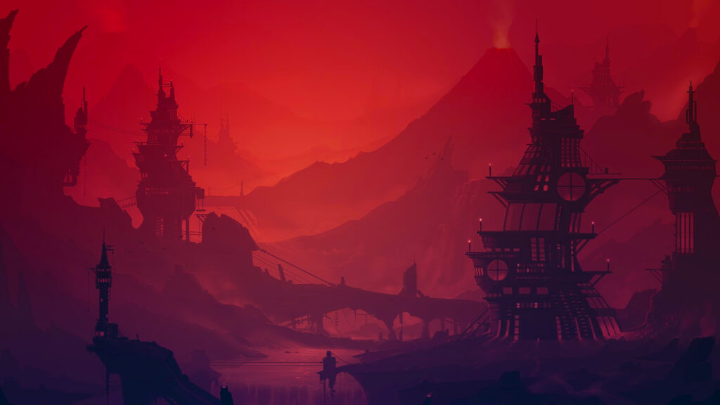 Dystopian Industrial Red Landscape Sci Fi City Desktop Wallpaper