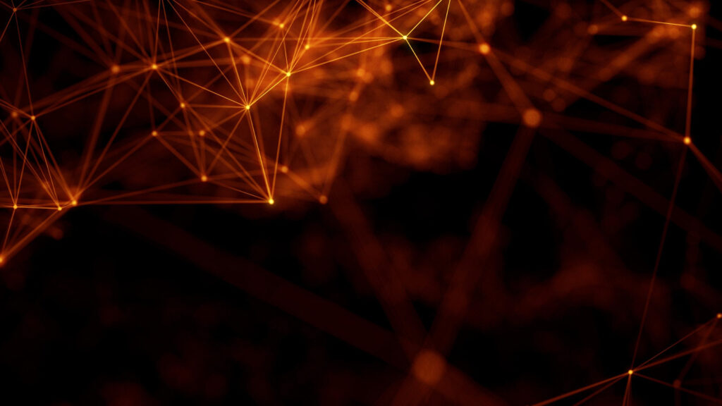 Abstract Glowing Orange Network Connections Digital Art 4K Wallpaper
