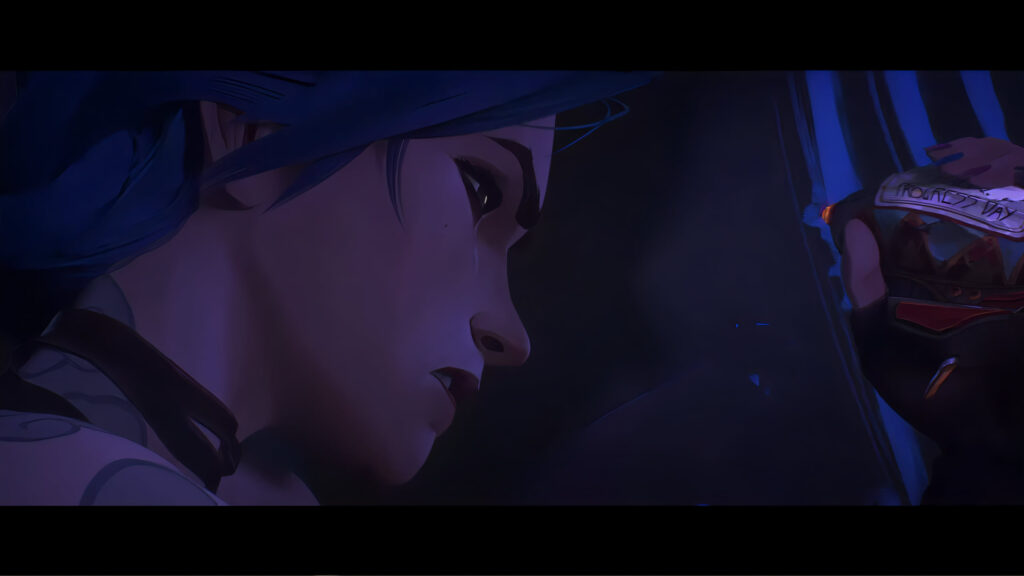 Jinx Arcane Emotional Portrait Blue Lighting 4K Wallpaper