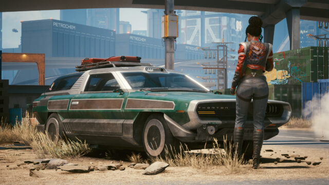 Cyberpunk 2077 Thorton Galena Nomad Car with Female Character 4K Wallpaper